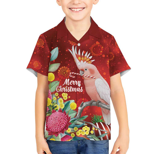Australia Pink Cockatoo Christmas Hawaiian Shirt Aussie Native Flowers Merry Xmas - Red - Aussie Hoodie