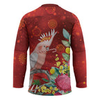 Australia Pink Cockatoo Christmas Hockey Jersey Aussie Native Flowers Merry Xmas - Red - Aussie Hoodie