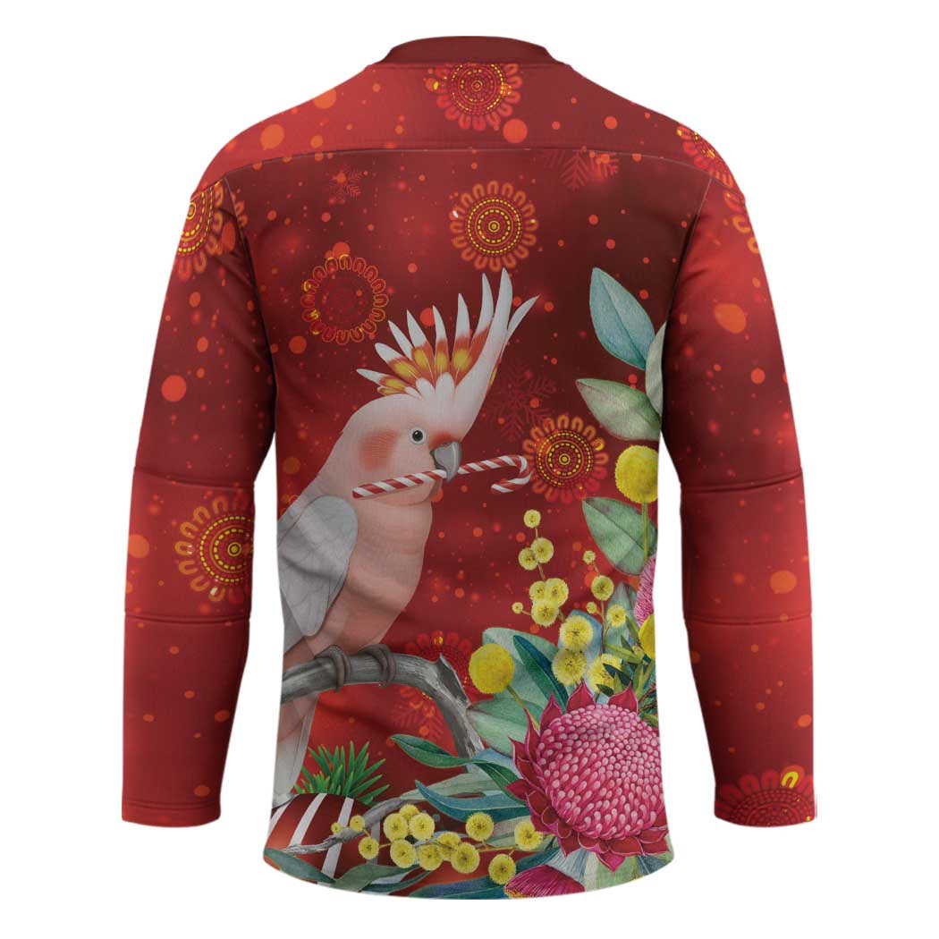 Australia Pink Cockatoo Christmas Hockey Jersey Aussie Native Flowers Merry Xmas - Red - Aussie Hoodie
