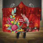 Australia Pink Cockatoo Christmas Hooded Blanket Aussie Native Flowers Merry Xmas - Red - Aussie Hoodie