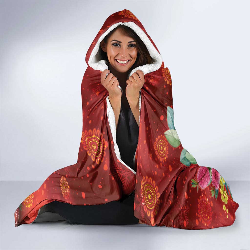 Australia Pink Cockatoo Christmas Hooded Blanket Aussie Native Flowers Merry Xmas - Red - Aussie Hoodie