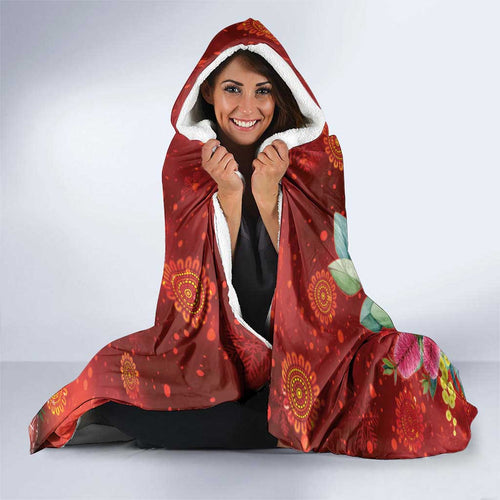 Australia Pink Cockatoo Christmas Hooded Blanket Aussie Native Flowers Merry Xmas - Red - Aussie Hoodie