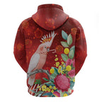 Australia Pink Cockatoo Christmas Hoodie Aussie Native Flowers Merry Xmas - Red - Aussie Hoodie