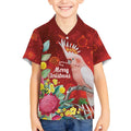 Australia Pink Cockatoo Christmas Kid Hawaiian Shirt Aussie Native Flowers Merry Xmas - Red - Aussie Hoodie