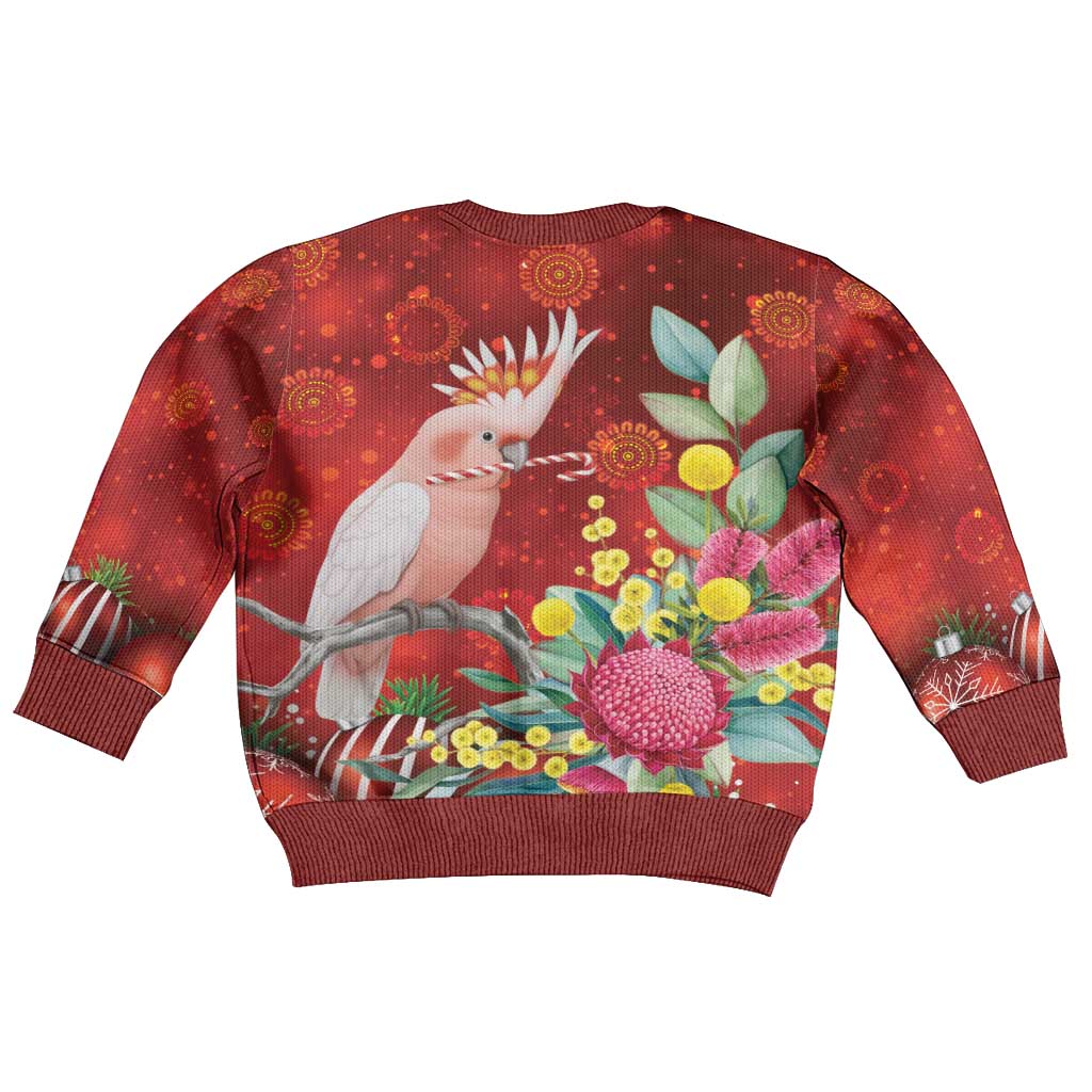 Australia Pink Cockatoo Christmas Kid Ugly Christmas Sweater Aussie Native Flowers Merry Xmas - Red - Aussie Hoodie