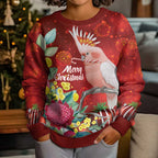 Australia Pink Cockatoo Christmas Kid Ugly Christmas Sweater Aussie Native Flowers Merry Xmas - Red - Aussie Hoodie