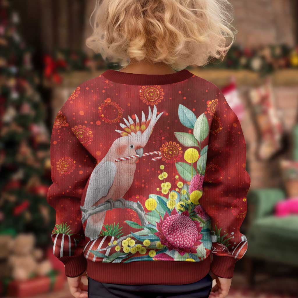 Australia Pink Cockatoo Christmas Kid Ugly Christmas Sweater Aussie Native Flowers Merry Xmas - Red - Aussie Hoodie