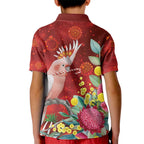 Australia Pink Cockatoo Christmas Kid Polo Shirt Aussie Native Flowers Merry Xmas - Red - Aussie Hoodie