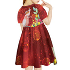 Australia Pink Cockatoo Christmas Kid Short Sleeve Dress Aussie Native Flowers Merry Xmas - Red - Aussie Hoodie
