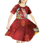 Australia Pink Cockatoo Christmas Kid Short Sleeve Dress Aussie Native Flowers Merry Xmas - Red - Aussie Hoodie