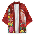 Australia Pink Cockatoo Christmas Kimono Aussie Native Flowers Merry Xmas - Red - Aussie Hoodie