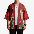 Australia Pink Cockatoo Christmas Kimono Aussie Native Flowers Merry Xmas - Red - Aussie Hoodie