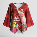 Australia Pink Cockatoo Christmas Kimono Sleeve Blouse Aussie Native Flowers Merry Xmas - Red - Aussie Hoodie