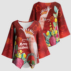 Australia Pink Cockatoo Christmas Kimono Sleeve Blouse Aussie Native Flowers Merry Xmas - Red - Aussie Hoodie