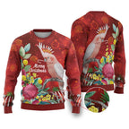 Australia Pink Cockatoo Christmas Ugly Christmas Sweater Aussie Native Flowers Merry Xmas - Red - Aussie Hoodie