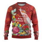 Australia Pink Cockatoo Christmas Ugly Christmas Sweater Aussie Native Flowers Merry Xmas - Red - Aussie Hoodie