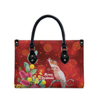Australia Pink Cockatoo Christmas Leather Bag Aussie Native Flowers Merry Xmas - Red - Aussie Hoodie