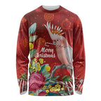 Australia Pink Cockatoo Christmas Long Sleeve Shirt Aussie Native Flowers Merry Xmas - Red - Aussie Hoodie