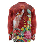 Australia Pink Cockatoo Christmas Long Sleeve Shirt Aussie Native Flowers Merry Xmas - Red - Aussie Hoodie