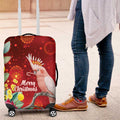 Australia Pink Cockatoo Christmas Luggage Cover Aussie Native Flowers Merry Xmas - Red - Aussie Hoodie