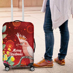 Australia Pink Cockatoo Christmas Luggage Cover Aussie Native Flowers Merry Xmas - Red - Aussie Hoodie