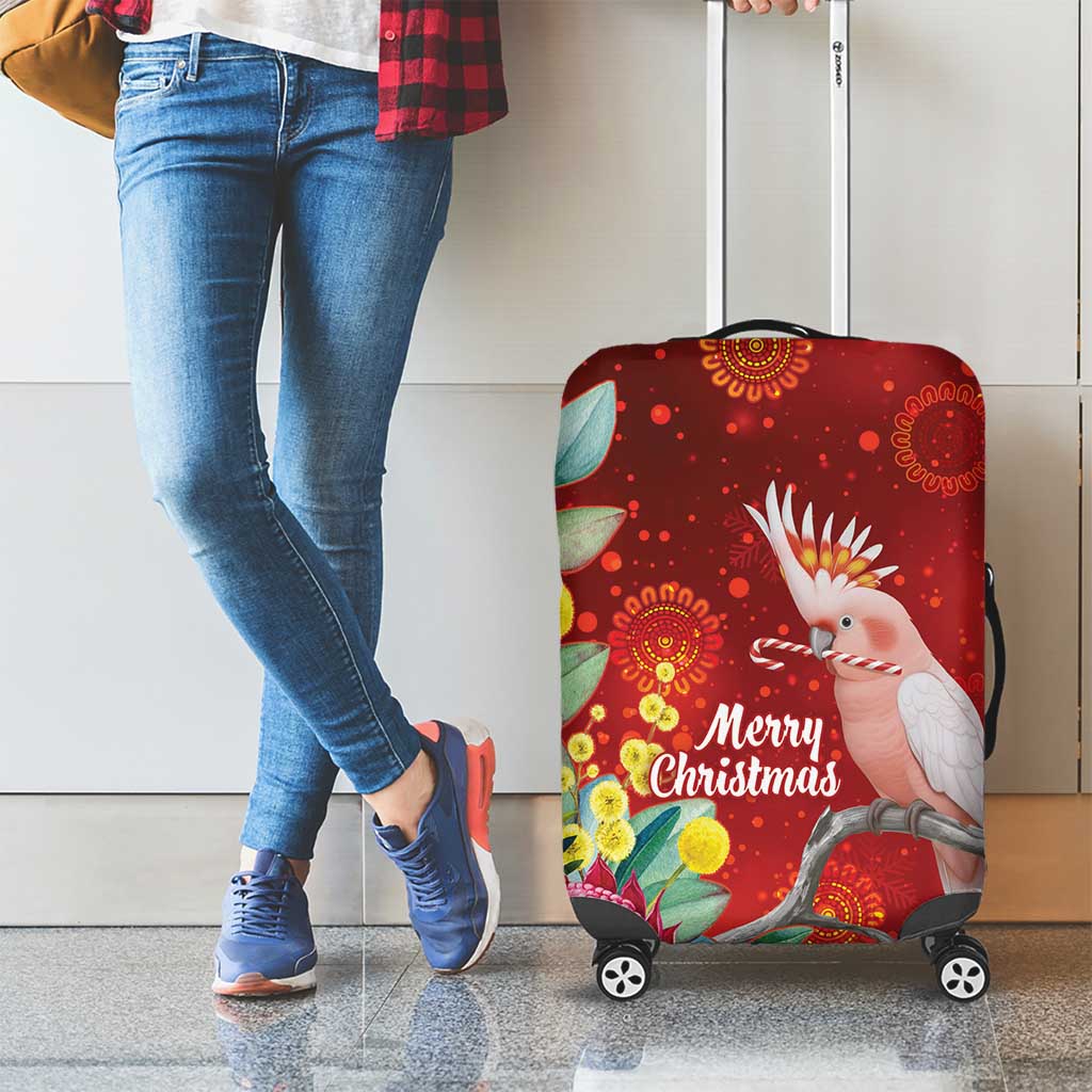 Australia Pink Cockatoo Christmas Luggage Cover Aussie Native Flowers Merry Xmas - Red - Aussie Hoodie
