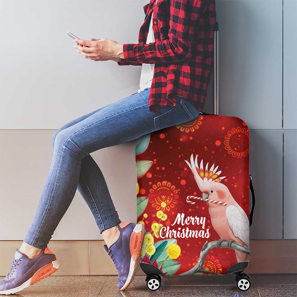 Australia Pink Cockatoo Christmas Luggage Cover Aussie Native Flowers Merry Xmas - Red - Aussie Hoodie