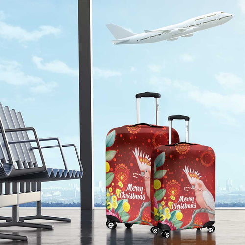 Australia Pink Cockatoo Christmas Luggage Cover Aussie Native Flowers Merry Xmas - Red - Aussie Hoodie