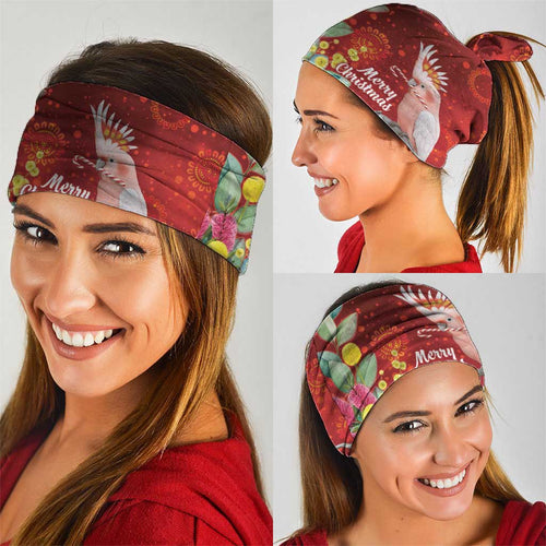 Australia Pink Cockatoo Christmas Neck Gaiter Aussie Native Flowers Merry Xmas - Red - Aussie Hoodie