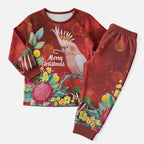 Australia Pink Cockatoo Christmas Pajama Set Aussie Native Flowers Merry Xmas - Red - Aussie Hoodie