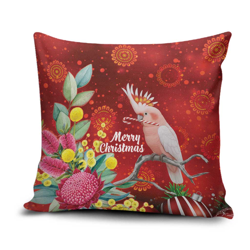Australia Pink Cockatoo Christmas Pillow Cover Aussie Native Flowers Merry Xmas - Red - Aussie Hoodie