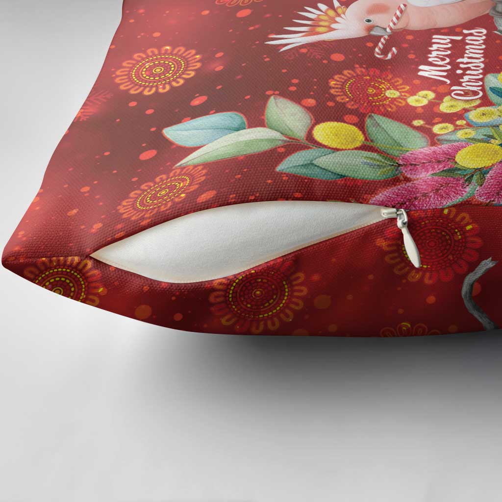 Australia Pink Cockatoo Christmas Pillow Cover Aussie Native Flowers Merry Xmas - Red - Aussie Hoodie