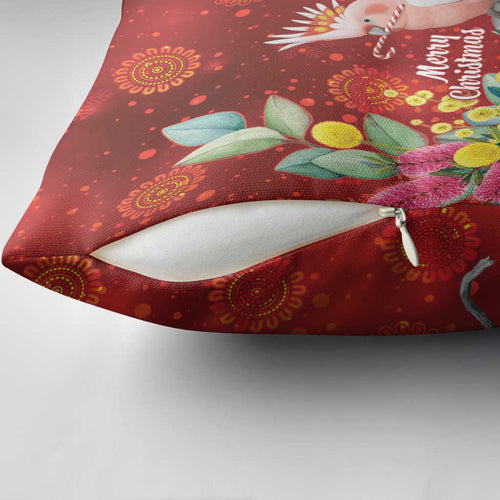 Australia Pink Cockatoo Christmas Pillow Cover Aussie Native Flowers Merry Xmas - Red - Aussie Hoodie