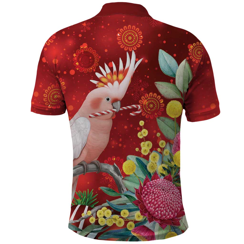 Australia Pink Cockatoo Christmas Polo Shirt Aussie Native Flowers Merry Xmas - Red - Aussie Hoodie