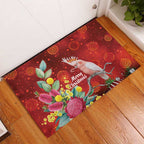 Australia Pink Cockatoo Christmas Rubber Doormat Aussie Native Flowers Merry Xmas - Red - Aussie Hoodie