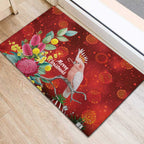 Australia Pink Cockatoo Christmas Rubber Doormat Aussie Native Flowers Merry Xmas - Red - Aussie Hoodie