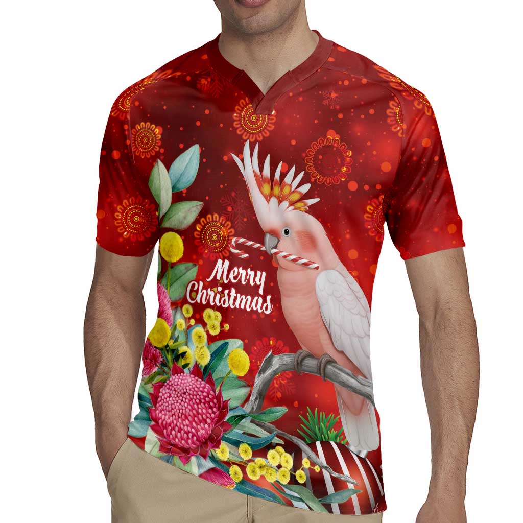 Australia Pink Cockatoo Christmas Rugby Jersey Aussie Native Flowers Merry Xmas - Red - Aussie Hoodie