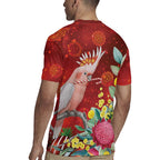 Australia Pink Cockatoo Christmas Rugby Jersey Aussie Native Flowers Merry Xmas - Red - Aussie Hoodie