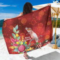Australia Pink Cockatoo Christmas Sarong Aussie Native Flowers Merry Xmas - Red - Aussie Hoodie