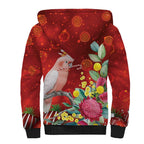 Australia Pink Cockatoo Christmas Sherpa Hoodie Aussie Native Flowers Merry Xmas - Red - Aussie Hoodie