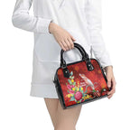 Australia Pink Cockatoo Christmas Shoulder Handbag Aussie Native Flowers Merry Xmas - Red - Aussie Hoodie