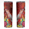 Australia Pink Cockatoo Christmas Skinny Tumbler Aussie Native Flowers Merry Xmas - Red - Aussie Hoodie