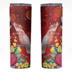 Australia Pink Cockatoo Christmas Skinny Tumbler Aussie Native Flowers Merry Xmas - Red - Aussie Hoodie