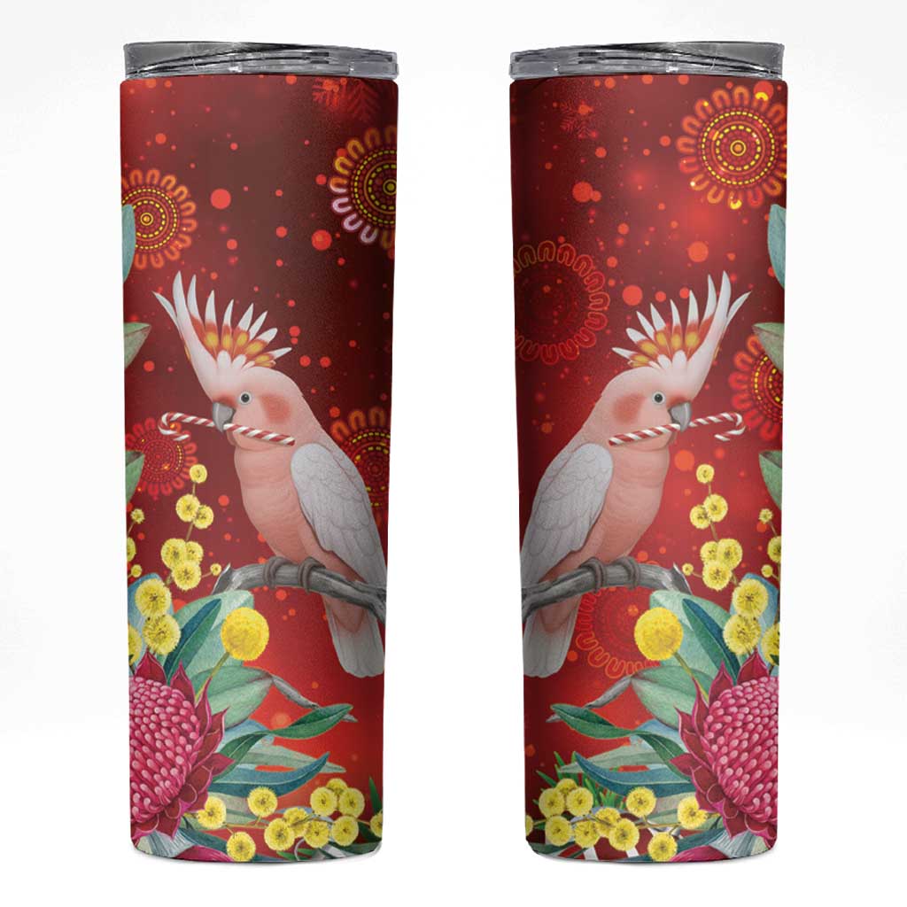 Australia Pink Cockatoo Christmas Skinny Tumbler Aussie Native Flowers Merry Xmas - Red - Aussie Hoodie