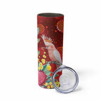 Australia Pink Cockatoo Christmas Skinny Tumbler Aussie Native Flowers Merry Xmas - Red - Aussie Hoodie
