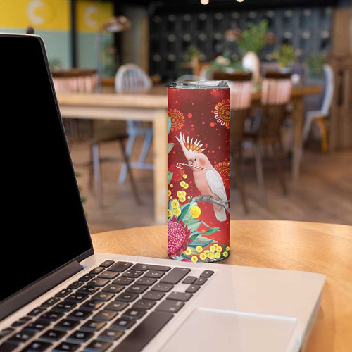 Australia Pink Cockatoo Christmas Skinny Tumbler Aussie Native Flowers Merry Xmas - Red - Aussie Hoodie