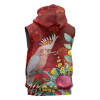 Australia Pink Cockatoo Christmas Sleeveless Hoodie Aussie Native Flowers Merry Xmas - Red - Aussie Hoodie