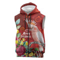 Australia Pink Cockatoo Christmas Sleeveless Zip Hoodie Aussie Native Flowers Merry Xmas - Red LT14