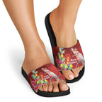 Australia Pink Cockatoo Christmas Slide Sandals Aussie Native Flowers Merry Xmas - Red - Aussie Hoodie