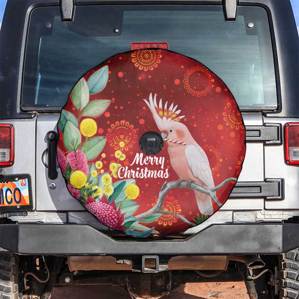 Australia Pink Cockatoo Christmas Spare Tire Cover Aussie Native Flowers Merry Xmas - Red - Aussie Hoodie